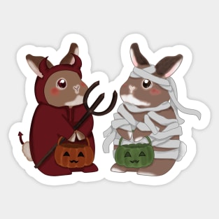 Devil and Mummy Rabbit _ Bunniesmee Halloween Edition Sticker